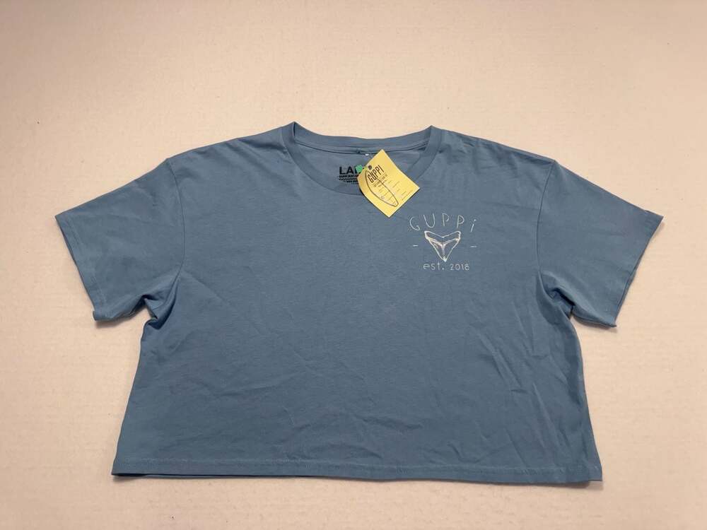 Guppi Sustainable Surf Co Shark Jaw Graphic Crop T-Shirt NWT Size Large